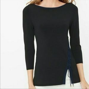 🌸 WHBM LACE UP HEM SWEATER L